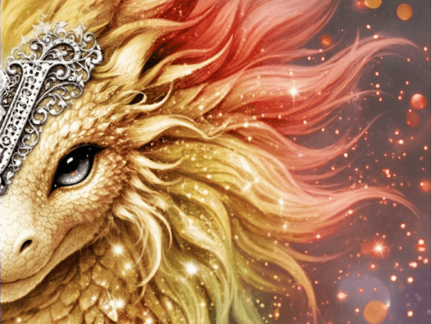 Original art dragon painting in warm firelight tones